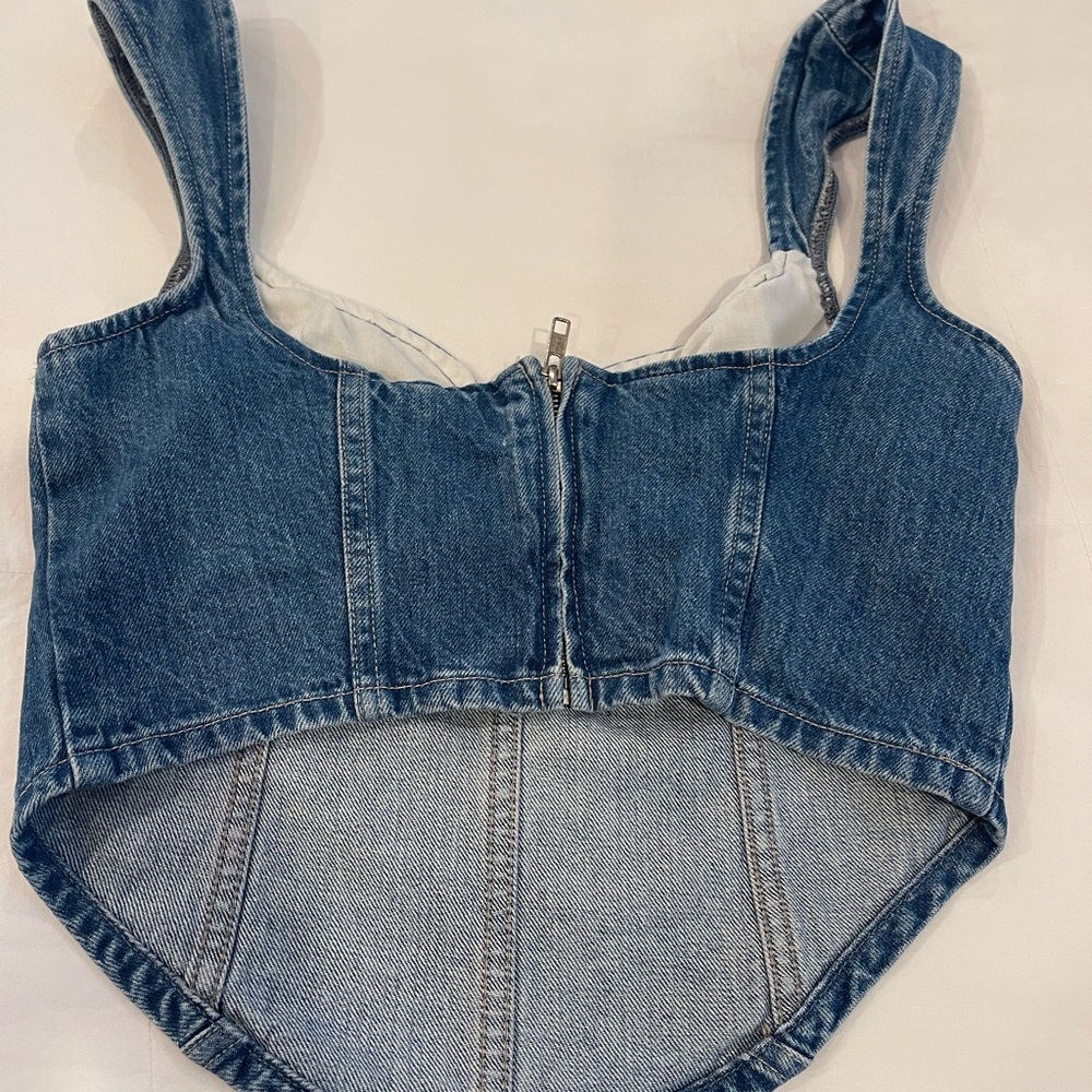 Mara Hoffman Blue Denim Crop Top - Picture 2 of 3